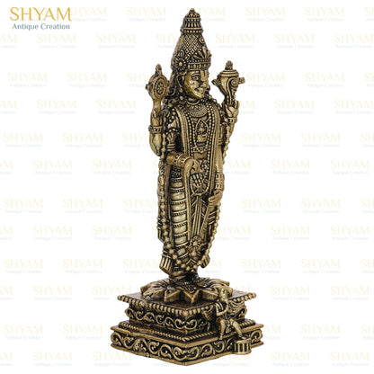 Shyam Antique Creation Brass Tirupati Balaji Murti, 1.5 Inch, Standing Lord Venkateshwara Figurine for Home Temple Decor - pa