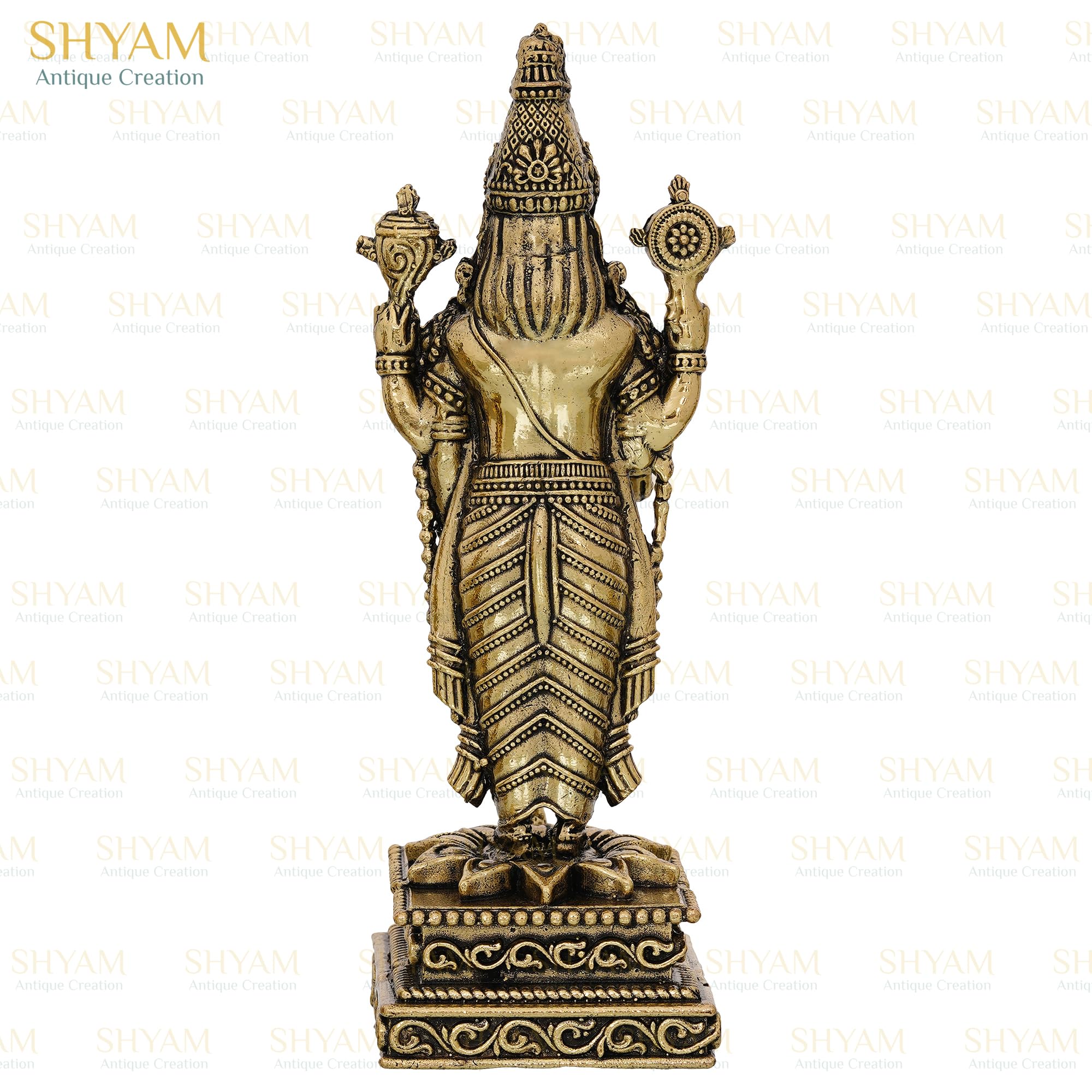 Shyam Antique Creation Brass Tirupati Balaji Murti, 1.5 Inch, Standing Lord Venkateshwara Figurine for Home Temple Decor - la