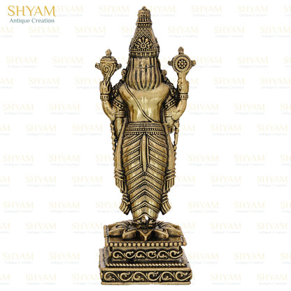 Shyam Antique Creation Brass Tirupati Balaji Murti, 1.5 Inch, Standing Lord Venkateshwara Figurine for Home Temple Decor - la