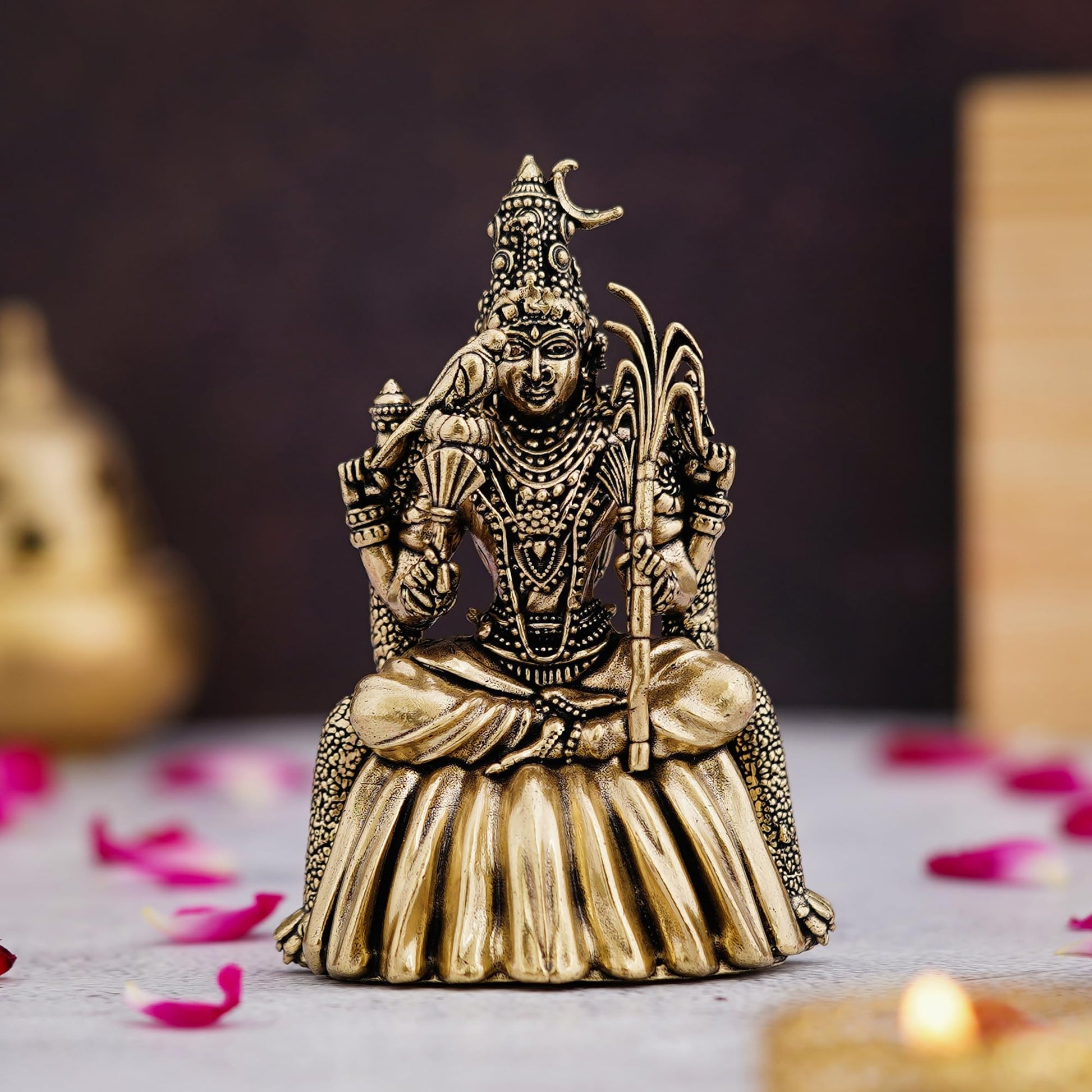 Shyam Antique Creation Brass Tripura Sundari Statue, 3 Inch, Gold Finish Hindu Goddess Idol for Temple Puja and Home Decor