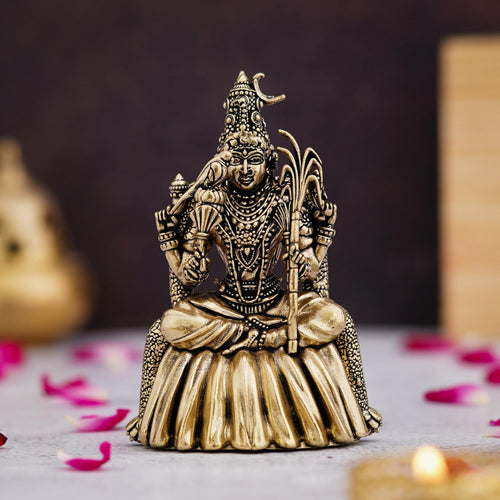 Shyam Antique Creation Brass Tripura Sundari Statue, 3 Inch, Gold Finish Hindu Goddess Idol for Temple Puja and Home Decor