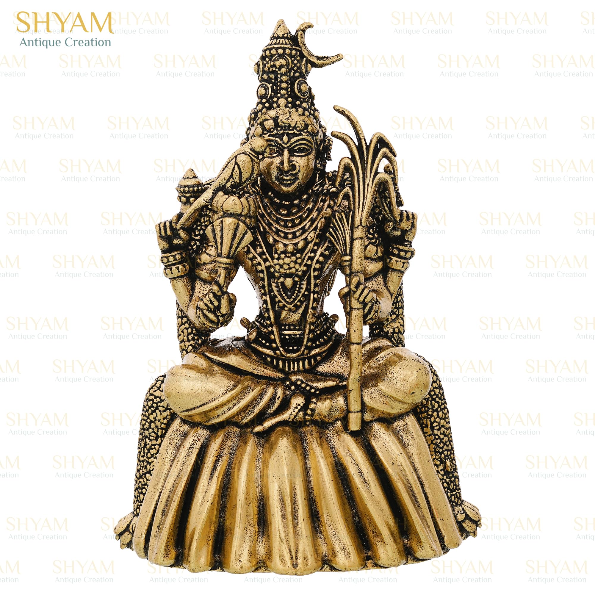 Shyam Antique Creation Brass Tripura Sundari Statue, 3 Inch, Gold Finish Hindu Goddess Idol for Temple Puja and Home Decor - 