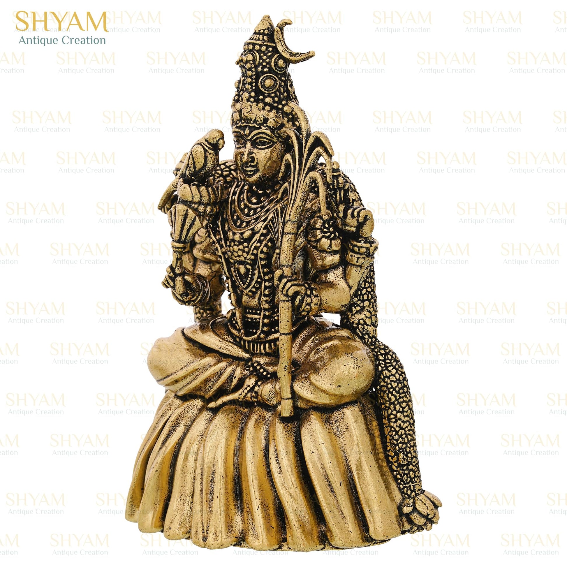 Shyam Antique Creation Brass Tripura Sundari Statue, 3 Inch, Gold Finish Hindu Goddess Idol for Temple Puja and Home Decor - 
