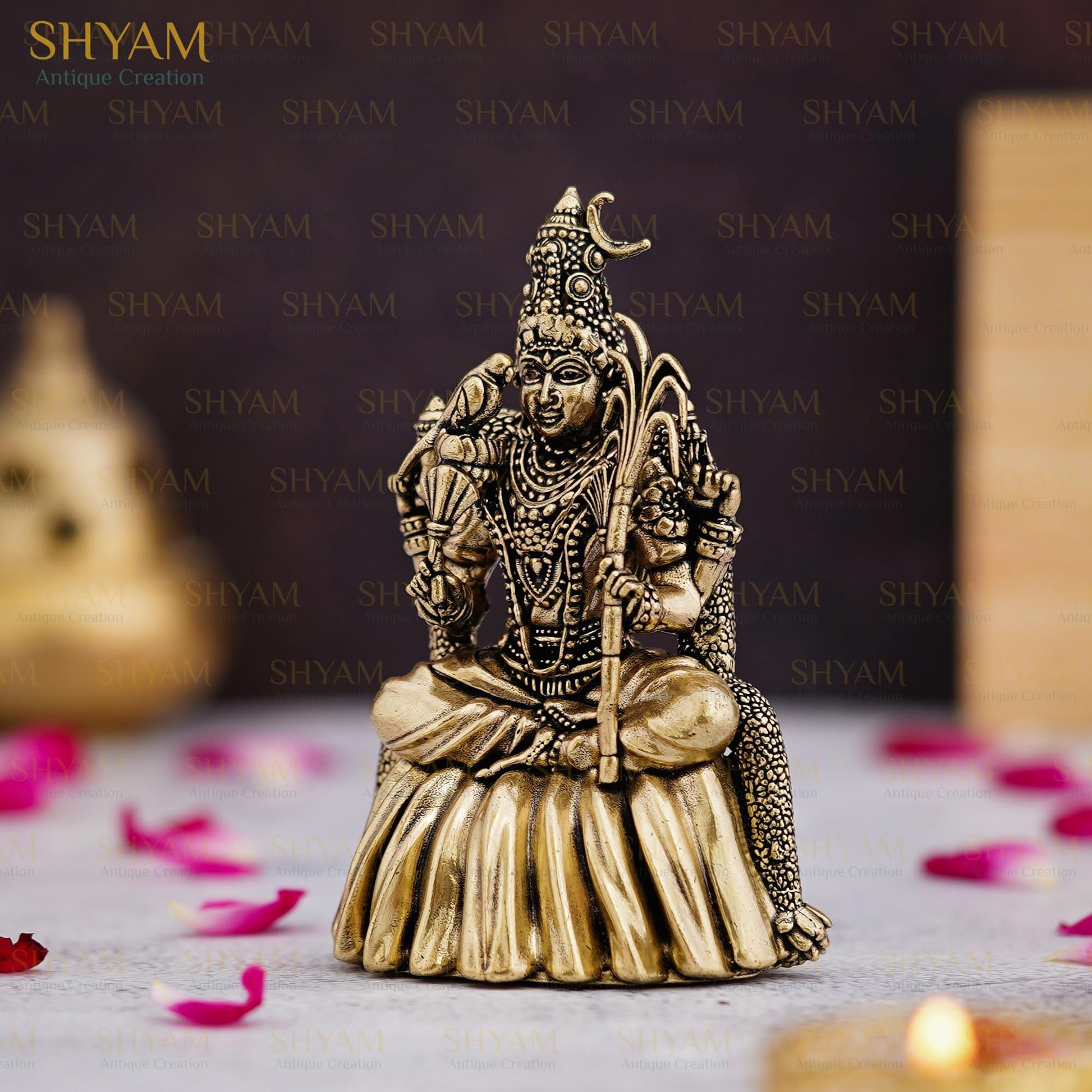 Shyam Antique Creation Brass Tripura Sundari Statue, 3 Inch, Gold Finish Hindu Goddess Idol for Temple Puja and Home Decor - 