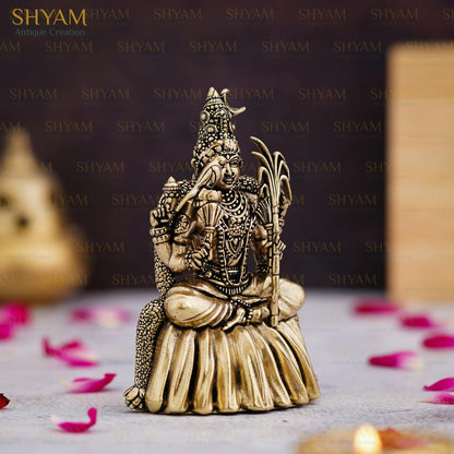 Shyam Antique Creation Brass Tripura Sundari Statue, 3 Inch, Gold Finish Hindu Goddess Idol for Temple Puja and Home Decor - 