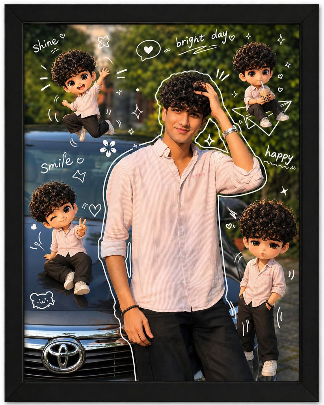 Shyam Baba Customized Photo Collage Frame, A4 Size 8x12 Inches, Wall Mountable Picture Display (10)