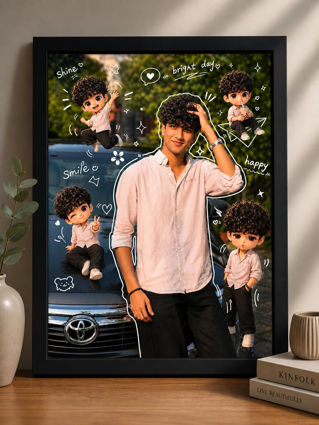Shyam Baba Customized Photo Collage Frame, A4 Size 8x12 Inches, Wall Mountable Picture Display - front view (11)
