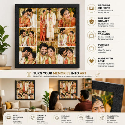 Shyam Baba Customized Photo Collage Frame, A4 Size 8x12 Inches, Wall Mountable Picture Display - front view (15)