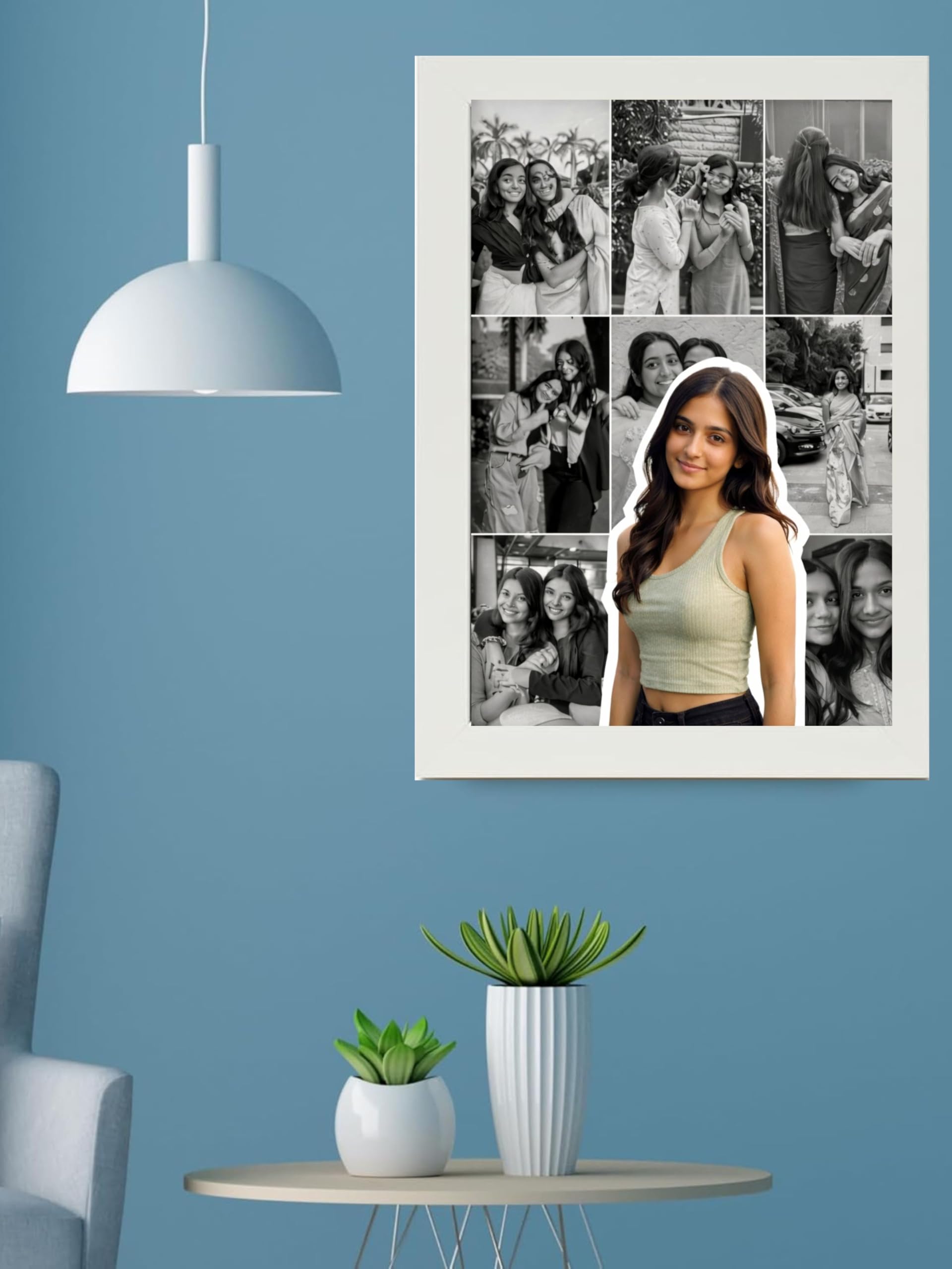 Shyam Baba Customized Photo Collage Frame, A4 Size 8x12 Inches, Wall Mountable Picture Display - front view (17)