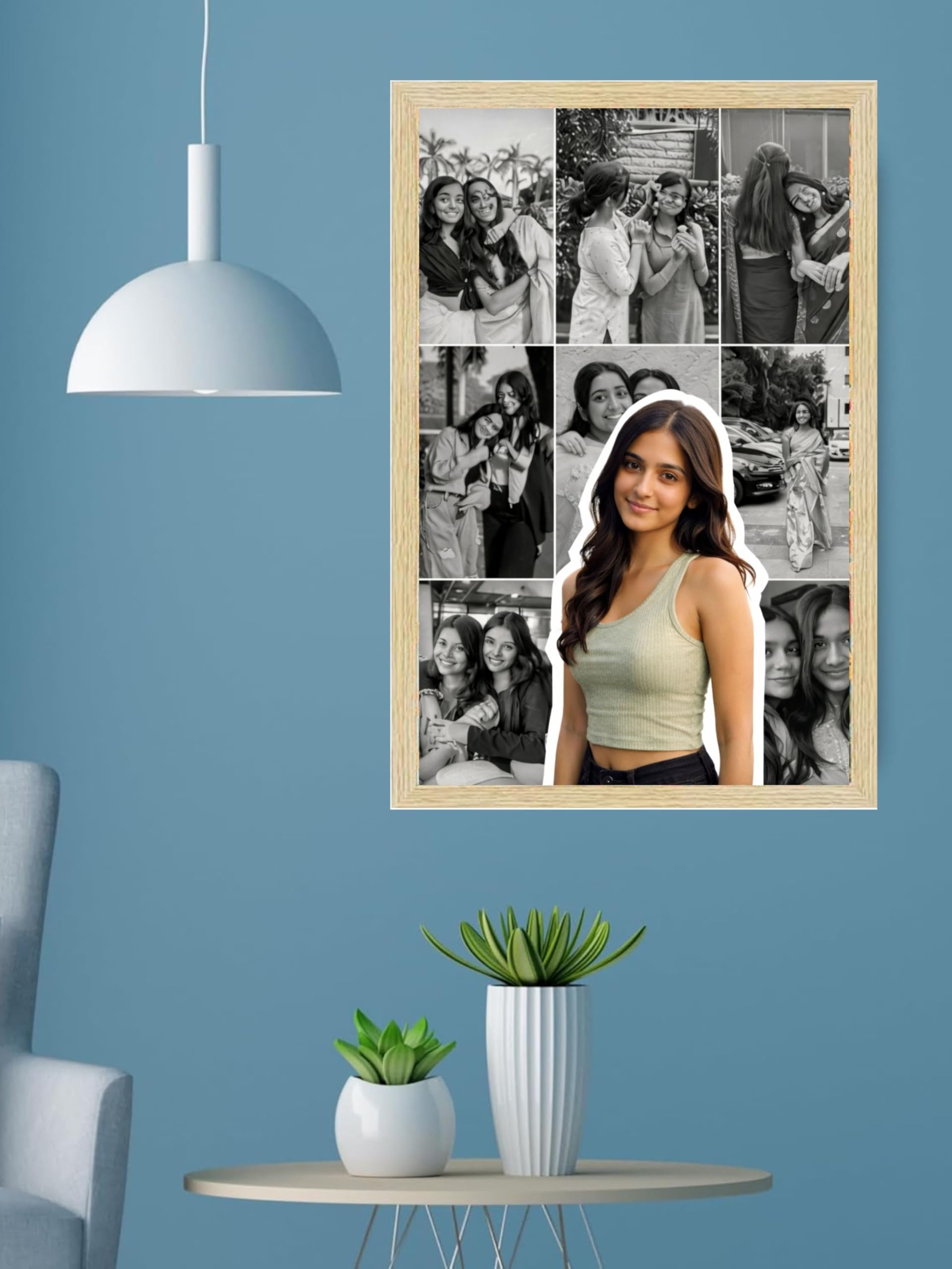 Shyam Baba Customized Photo Collage Frame, A4 Size 8x12 Inches, Wall Mountable Picture Display - front view (21)
