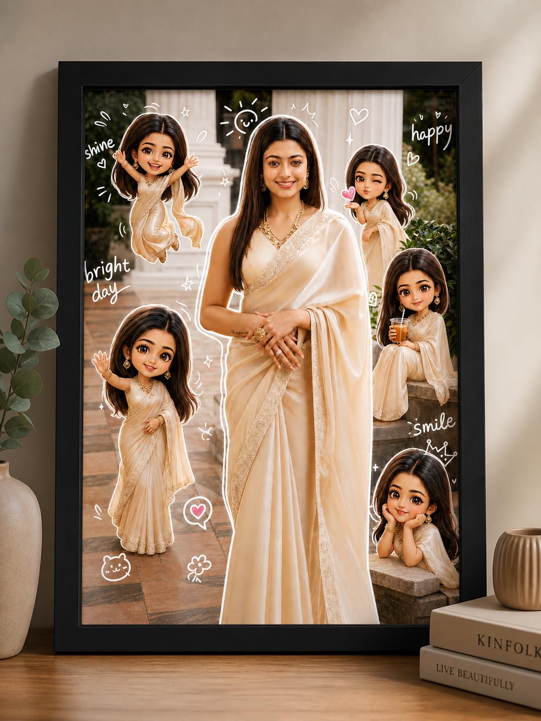 Shyam Baba Customized Photo Collage Frame, A4 Size 8x12 Inches, Wall Mountable Picture Display - front view (6)