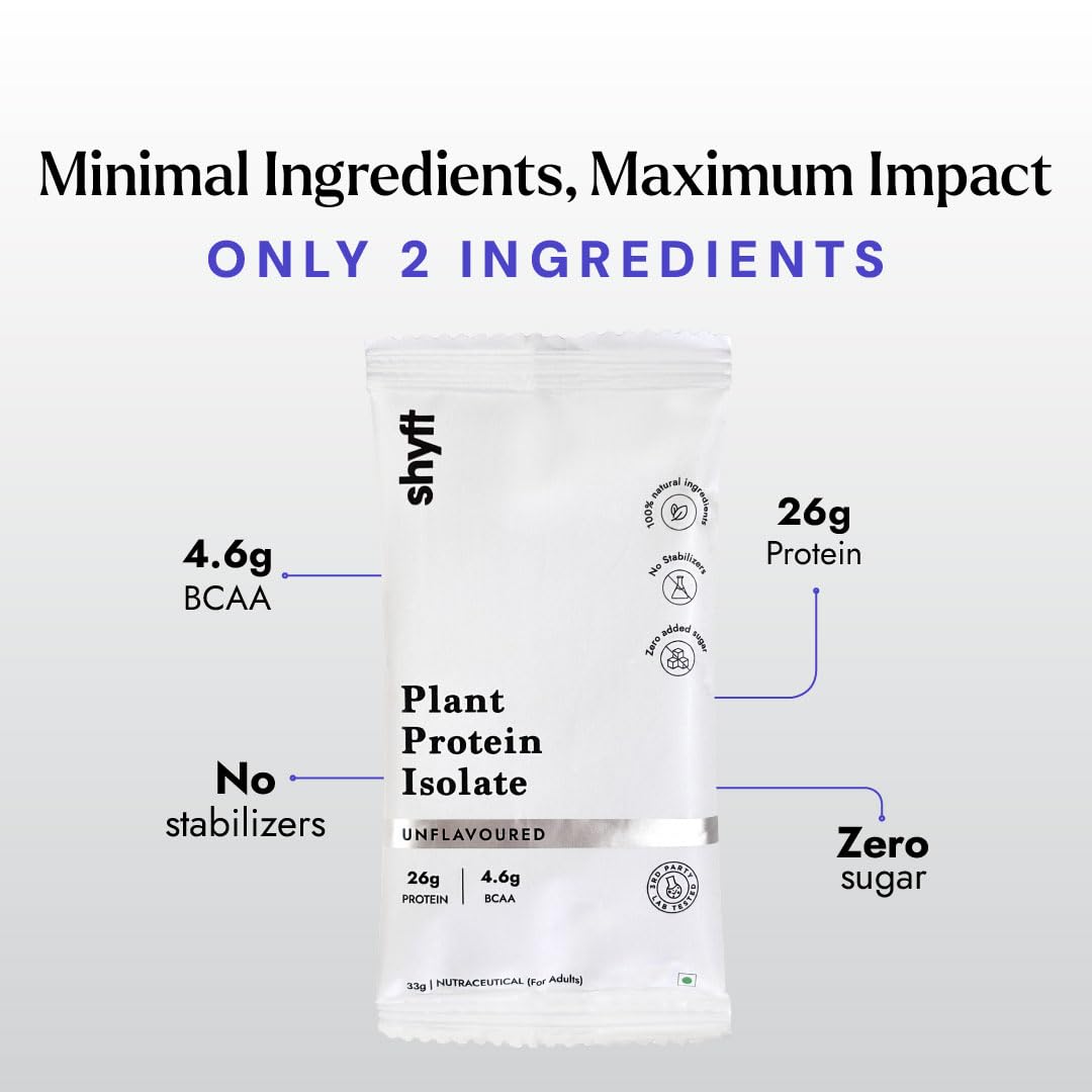Shyft Plant Protein Isolate Pea Rice Powder, 24g Protein, 4.2g BCAA, No Added Sugar - label detail (27)
