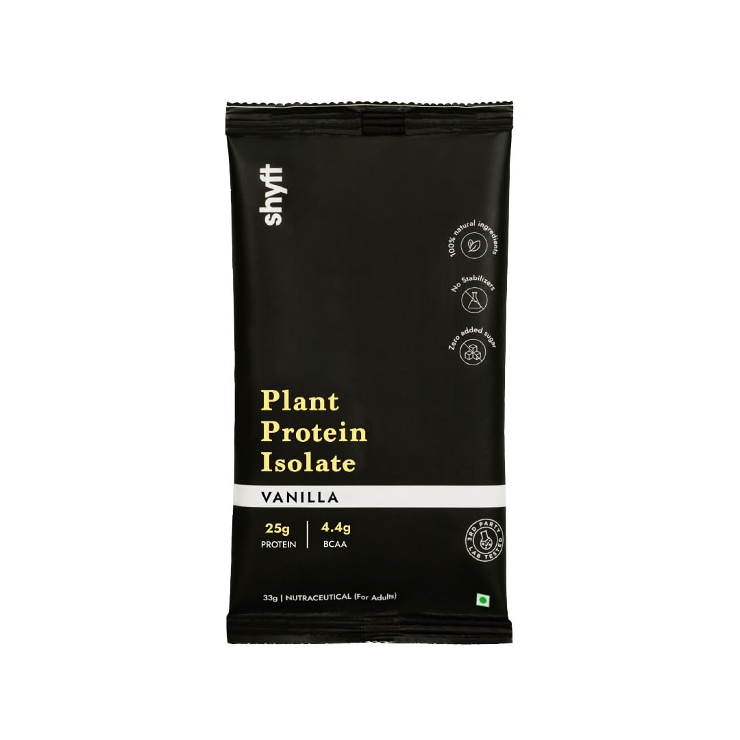 Shyft Plant Protein Isolate Pea Rice Powder, 24g Protein, 4.2g BCAA, No Added Sugar - front view (39)