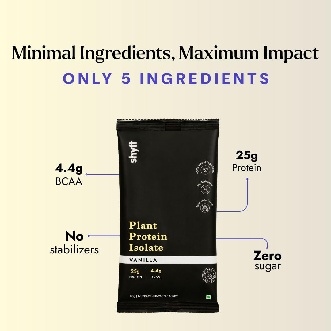 Shyft Plant Protein Isolate Pea Rice Powder, 24g Protein, 4.2g BCAA, No Added Sugar - label detail (42)