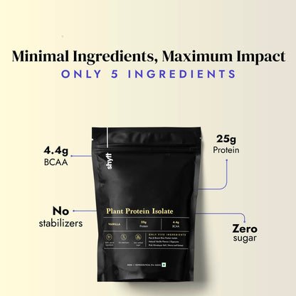 Shyft Plant Protein Isolate Pea Rice Powder, 24g Protein, 4.2g BCAA, No Added Sugar - back view (48)