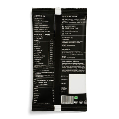 Shyft Plant Protein Isolate Pea Rice Powder, 24g Protein, 4.2g BCAA, No Added Sugar - back view (8)