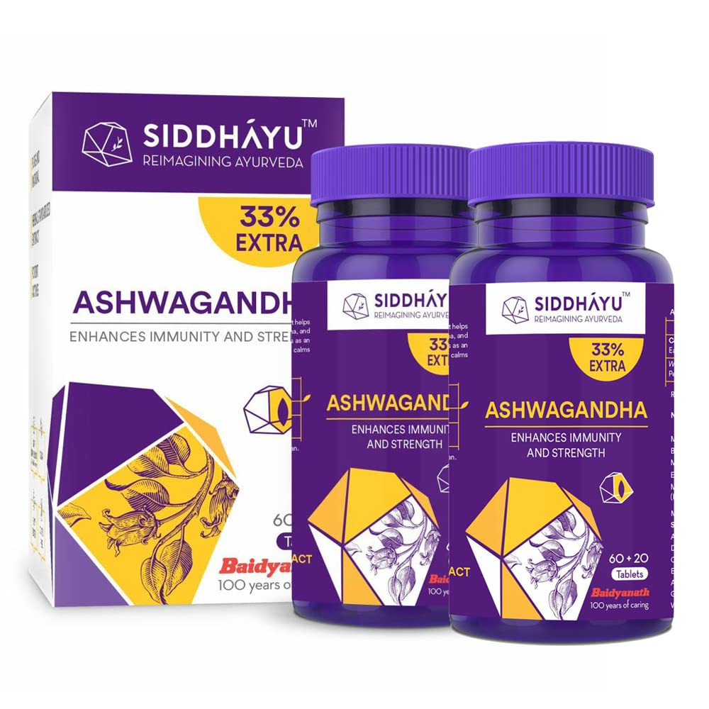 Siddhayu Ashwagandha Tablet | Enhances Immunity and Strength | Rejuvenates Mind & Body | 60 + 20 free Tablets (8)