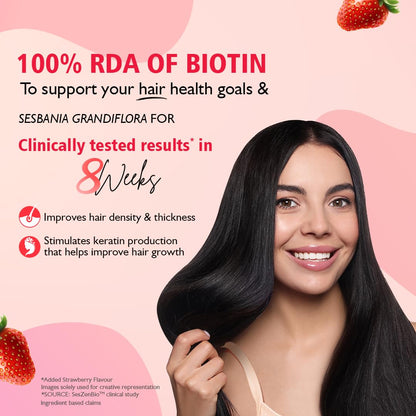 Siens By Dabur Hair, Skin & Nails (3 in 1 Gummies) - 30 pieces | Enriched with Biotin, DHT Blocker, Plant Extracts, Vitamins 