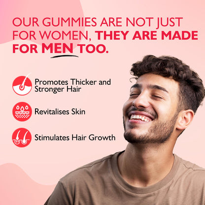 Siens By Dabur Hair, Skin & Nails (3 in 1 Gummies) - 30 pieces | Enriched with Biotin, DHT Blocker, Plant Extracts, Vitamins 