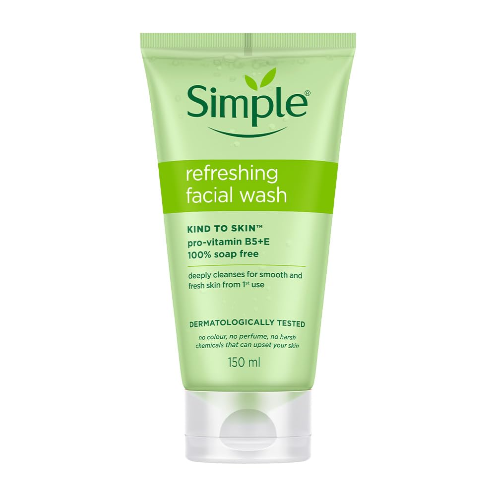 Simple Kind to Skin Refreshing Facial Wash, Soap-Free Gentle Cleanser with Vitamin E and Glycerin, for Sensitive Skin (10)