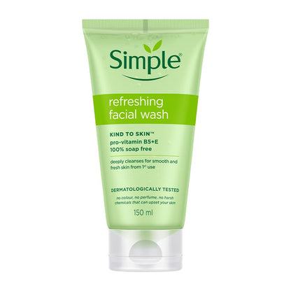 Simple Kind to Skin Refreshing Facial Wash, Soap-Free Gentle Cleanser with Vitamin E and Glycerin, for Sensitive Skin (10)