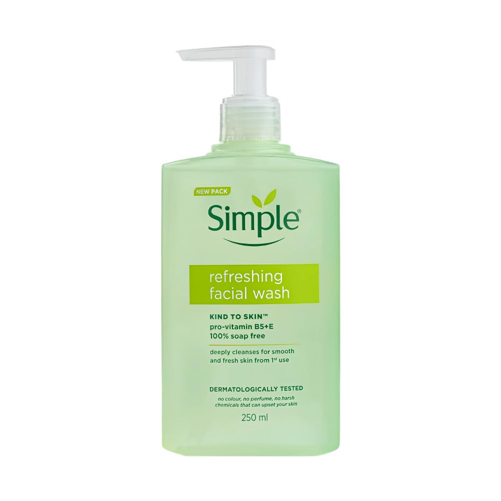 Simple Kind to Skin Refreshing Facial Wash, Soap-Free Gentle Cleanser with Vitamin E and Glycerin, for Sensitive Skin (18)