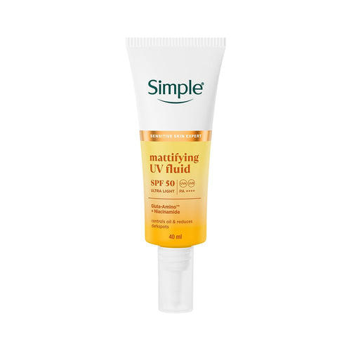 Simple Mattifying UV Fluid SPF 50 PA++++ Sunscreen, 40ml, with Niacinamide, Lightweight Formula for Oily Skin