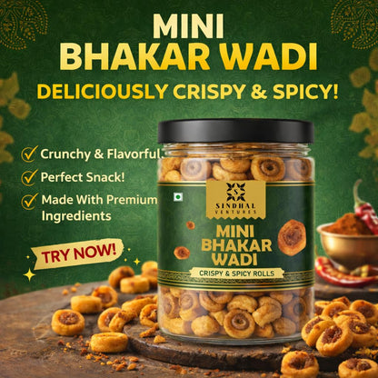 SINDHAL VENTURES Mini Bhakarwadi, Masala Flavor, Vegetarian Snack Mix, Traditional Maharashtrian Delicacy - back view