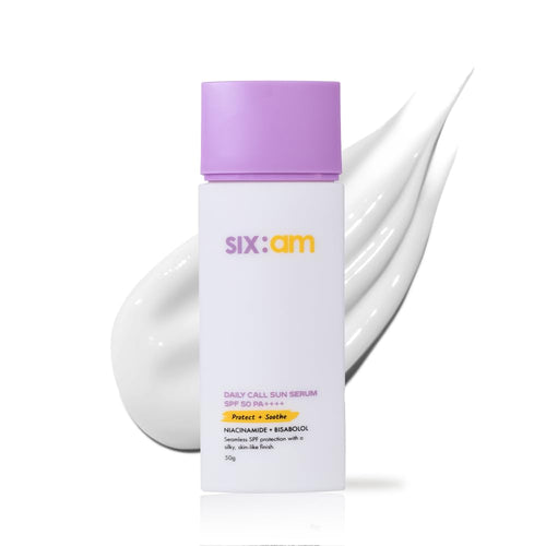 sixam glow 3-in-1 Korean Sunscreen SPF 50 PA++++ with Niacinamide & Bisabolol, 50g, Daily Sun Protection Serum