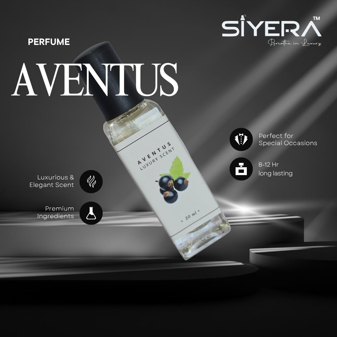 SIYERA breathe in Aventus Eau de Parfum for Men, Pocket Perfume Travel Size, Fresh Fruity Woody - front view