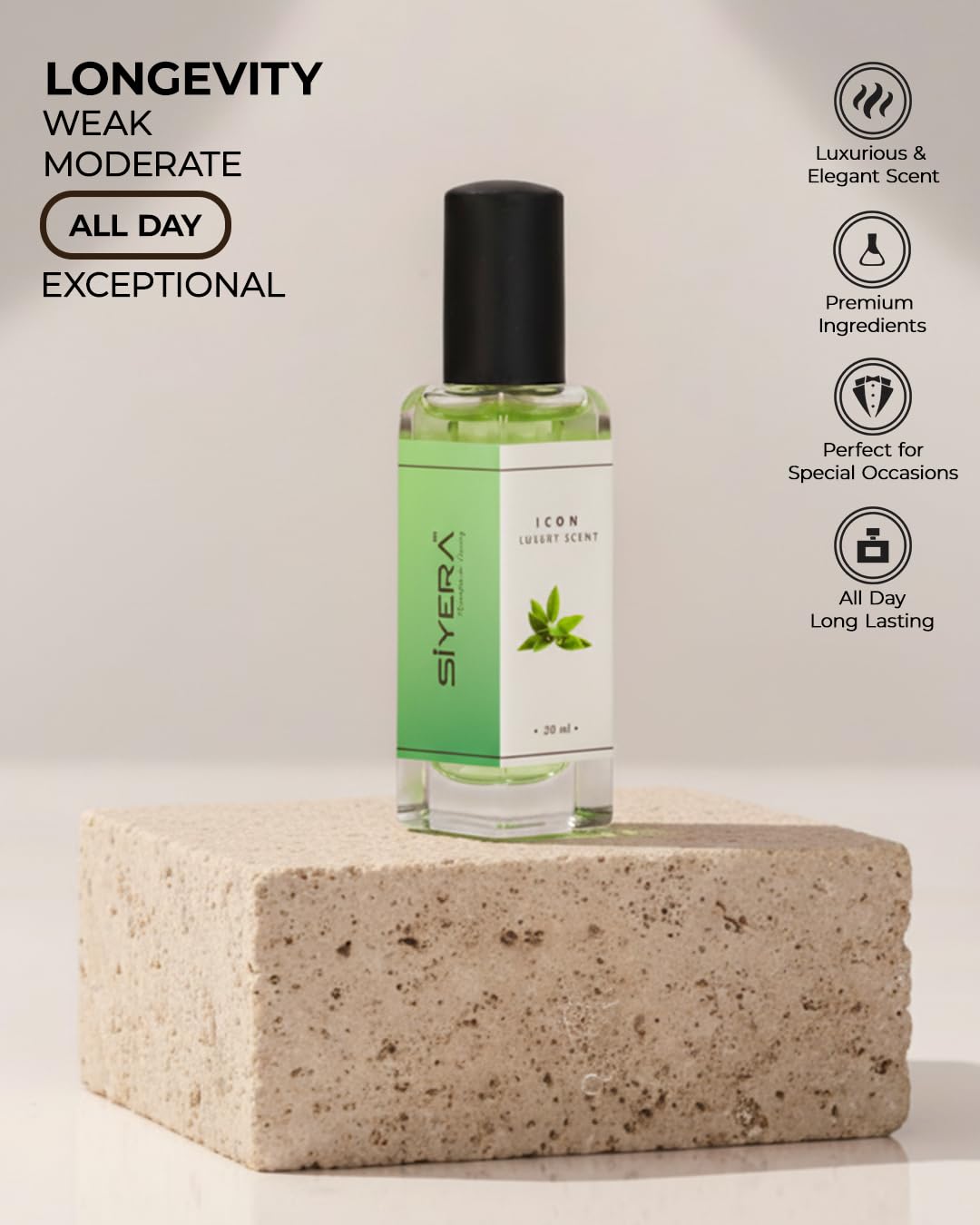 Siyera breathe in Icon Eau de Parfum - Unisex Woody & Spicy Fragrance for Men and Women - back view