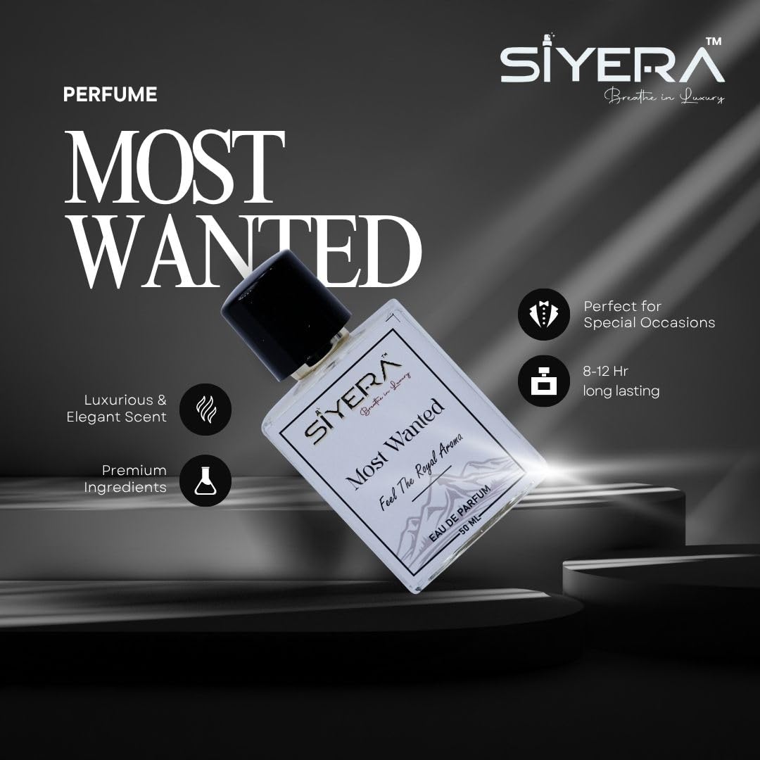 siyera breathe in Most Wanted Eau De Parfum 50ml Unisex Long Lasting Spray - front view