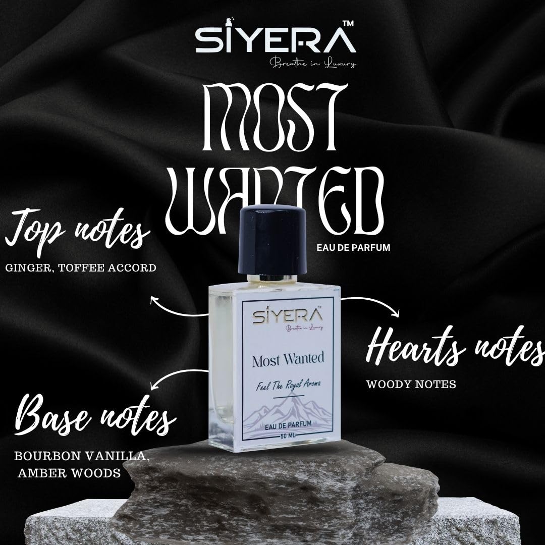 siyera breathe in Most Wanted Eau De Parfum 50ml Unisex Long Lasting Spray - back view