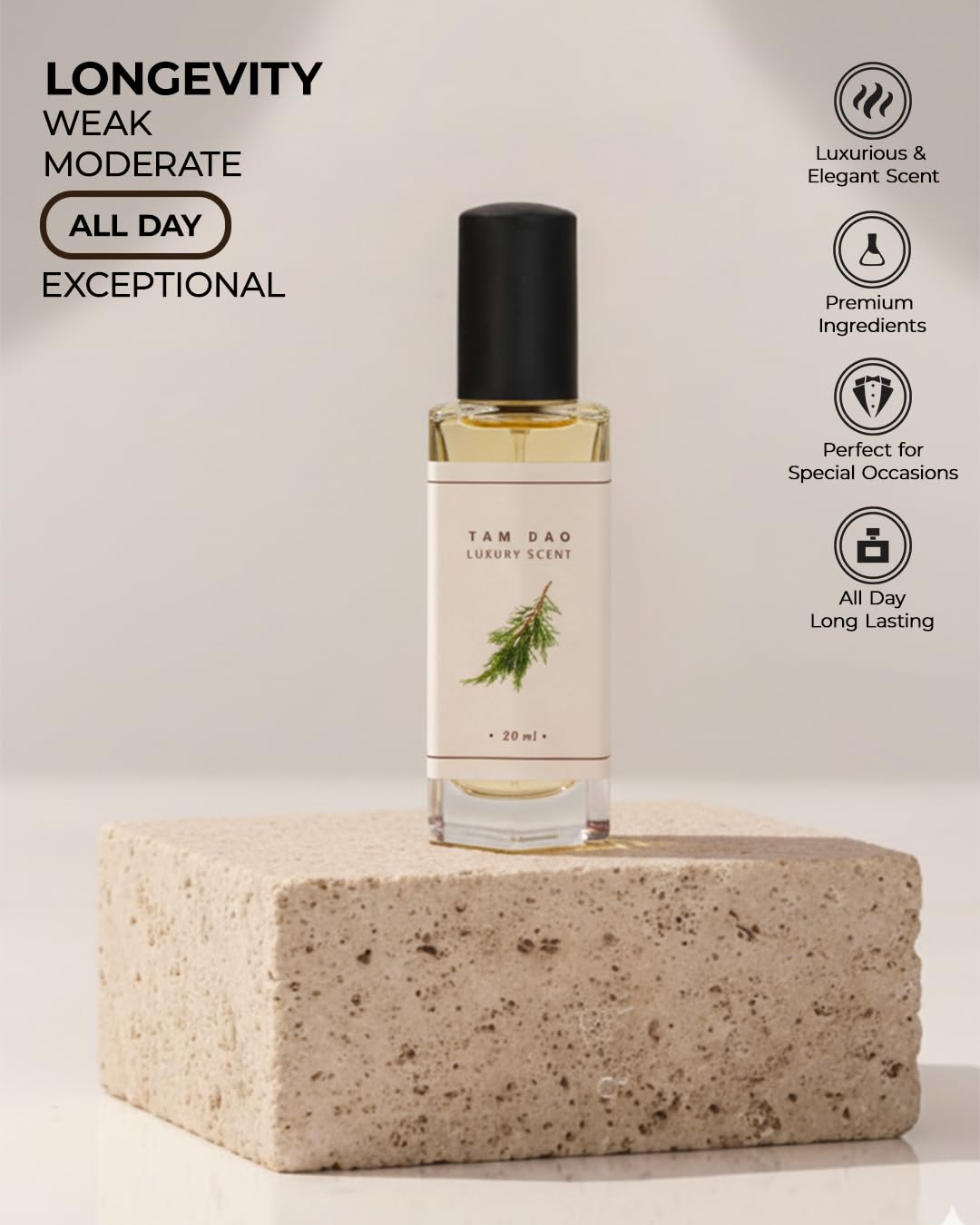 SIYERA Tam Dao Eau de Parfum, Woody Sandalwood Unisex Fragrance, Long Lasting Perfume - back view