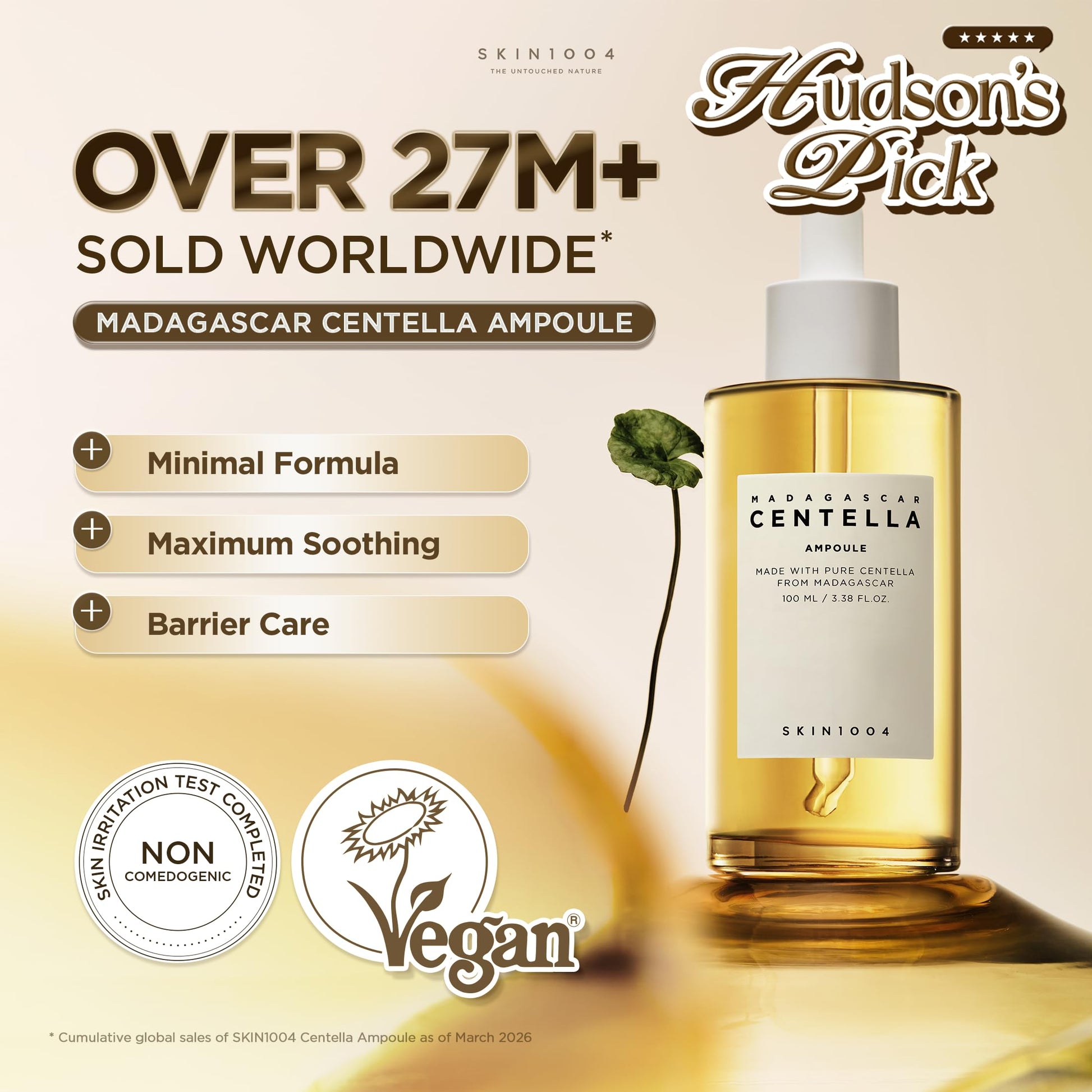 SKIN1004 Madagascar Centella Asiatica Ampoule Facial Serum, 100% Extract, Unisex - front view
