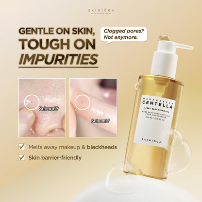 SKIN1004 Madagascar Centella Light Cleansing Oil, Gentle Makeup Remover for All Skin Types, Adult - back view (10)