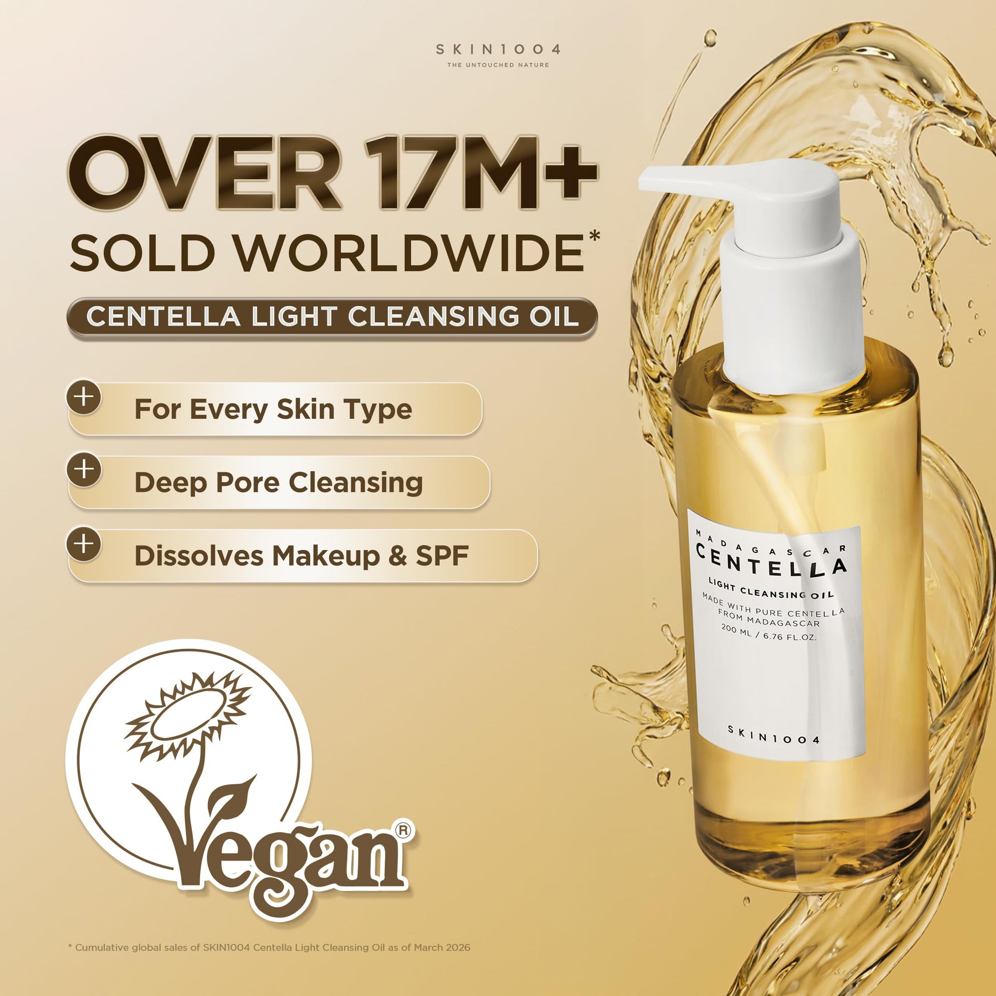SKIN1004 Madagascar Centella Light Cleansing Oil, Gentle Makeup Remover for All Skin Types, Adult - front view (9)