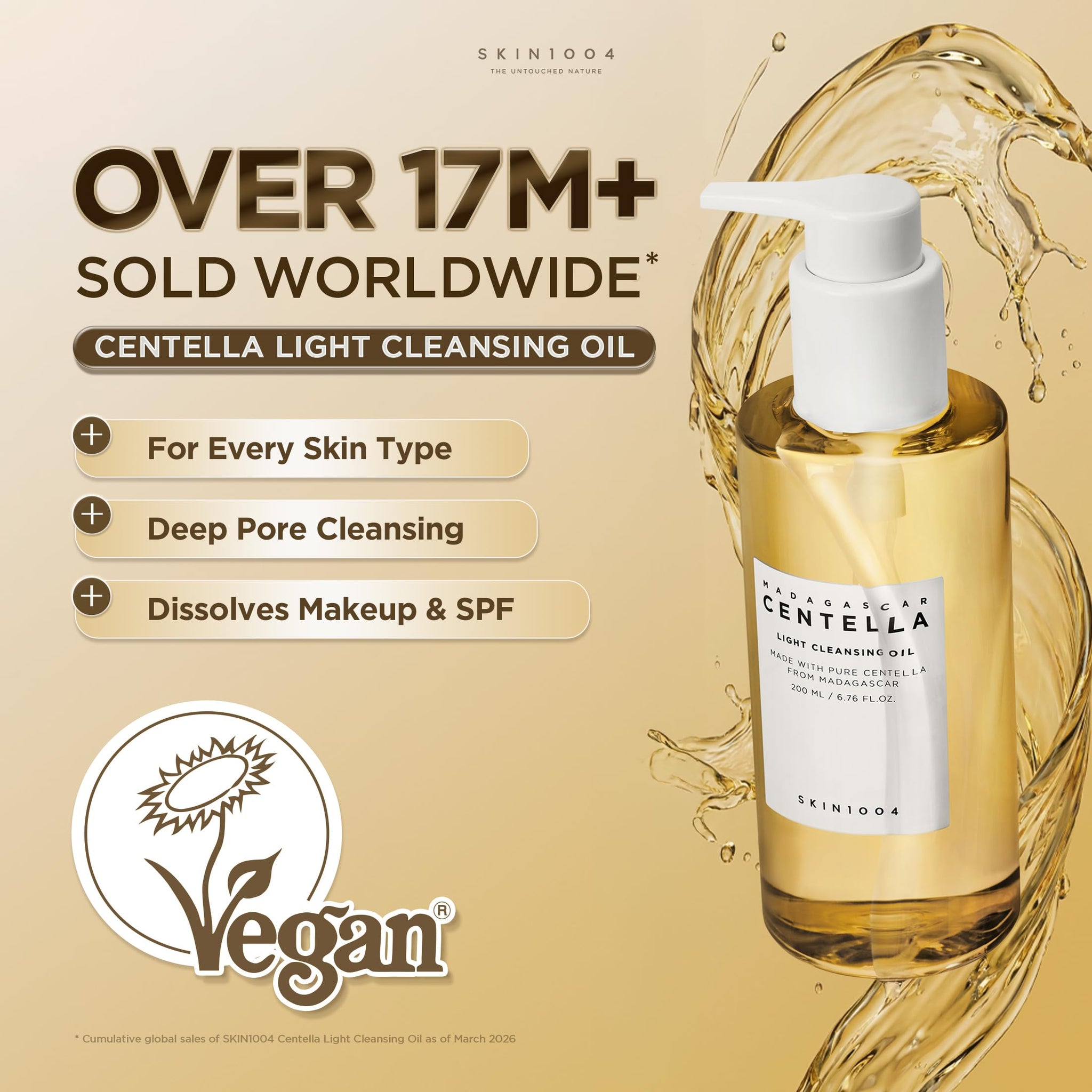 SKIN1004 Madagascar Centella Light Cleansing Oil, Gentle Makeup Remover for All Skin Types, Adult - front view (9)
