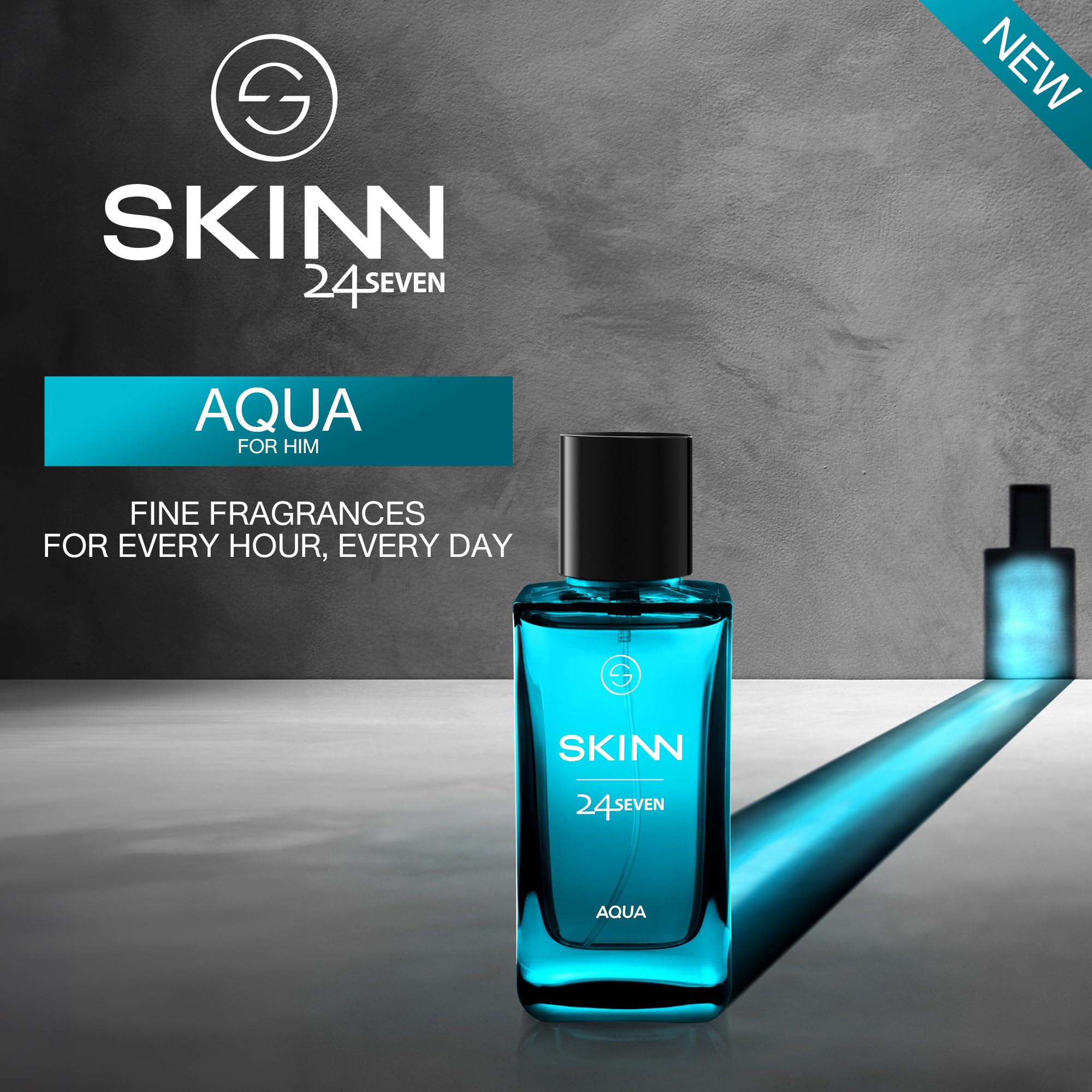 Skinn By Titan 24 Seven Aqua Eau de Parfum, Citrus-Marine Scent, Unisex Modern Fragrance - front view