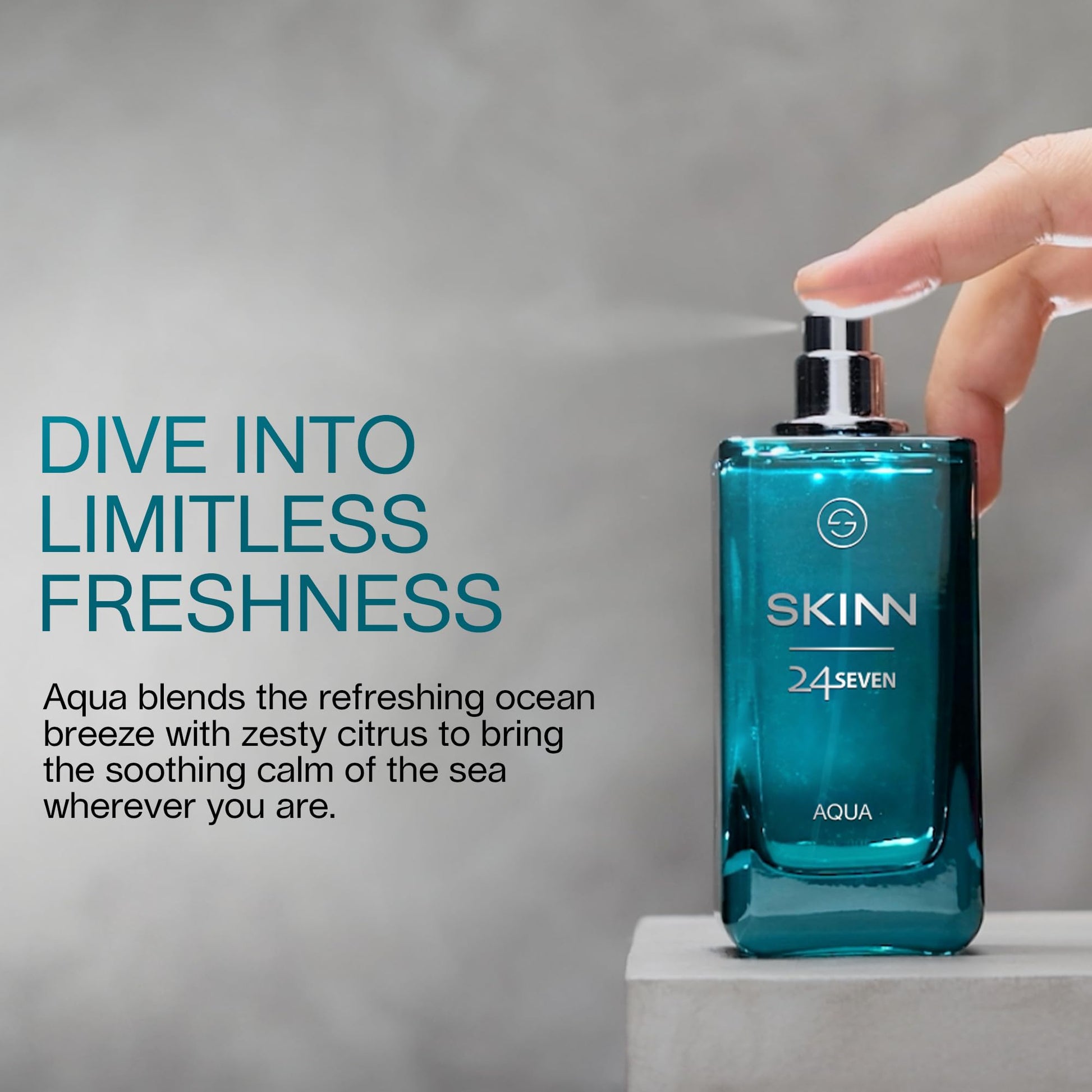 Skinn By Titan 24 Seven Aqua Eau de Parfum, Citrus-Marine Scent, Unisex Modern Fragrance - back view