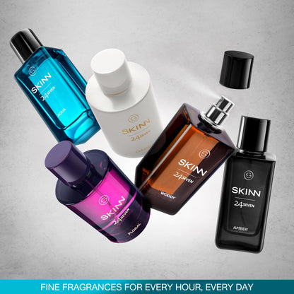 Skinn By Titan 24 Seven Aqua Eau de Parfum, Citrus-Marine Scent, Unisex Modern Fragrance - label detail