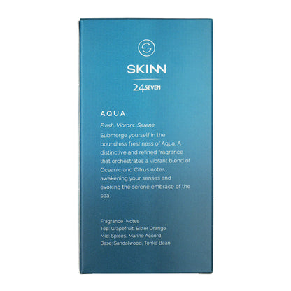 Skinn By Titan 24 Seven Aqua Eau de Parfum, Citrus-Marine Scent, Unisex Modern Fragrance - close-up detail