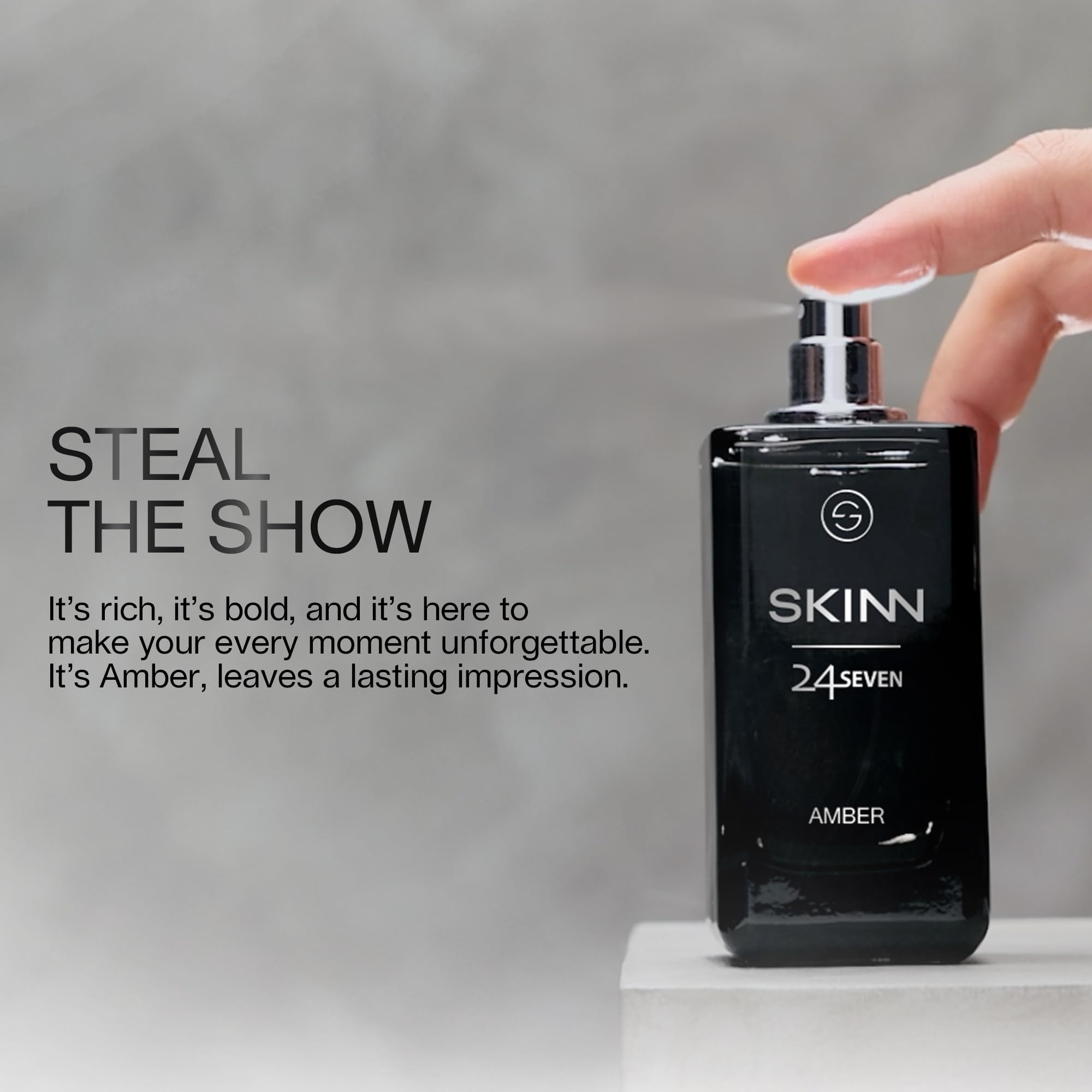 Skinn By Titan 24 Seven Modern Unisex Amber Eau de Parfum, Adult Fragrance, 1 Count - back view