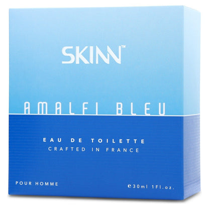 Skinn By Titan Amalfi Bleu Eau de Toilette for Men, Mediterranean Inspired Modern Fragrance, IFRA Certified - label detail