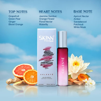 Skinn By Titan Celeste Eau de Parfum, 20ml, Floral Fruity Fresh Fragrance for Women - front view