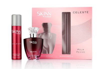 Skinn by Titan Celeste EDP & Deo Gift Pack for Women, 50ml + 75ml, Pink, Modern Style