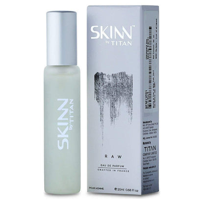 Skinn By Titan Classic Men's Eau de Parfum Gift Set, 20ml, 3-Pack: RAW, STEELE, VERGE - packaging