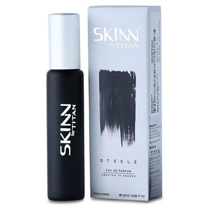 Skinn By Titan Classic Men's Eau de Parfum Gift Set, 20ml, 3-Pack: RAW, STEELE, VERGE - label detail