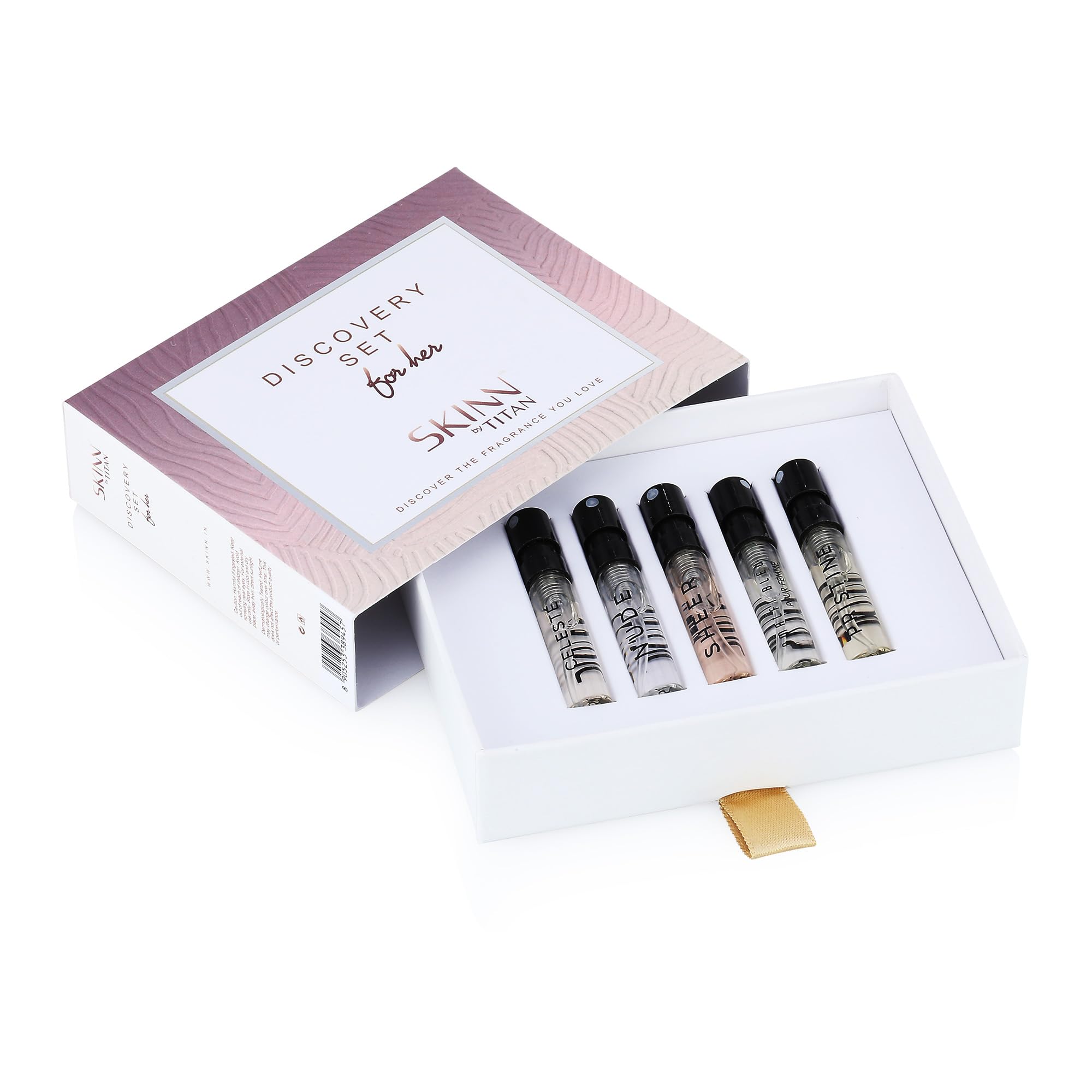 Skinn By Titan Discovery Kit of 5 Eau de Parfum Minis, 2 ml Each, Celeste Nude Sheer Pristine Amalfi Bleu, Women Gift Set - p