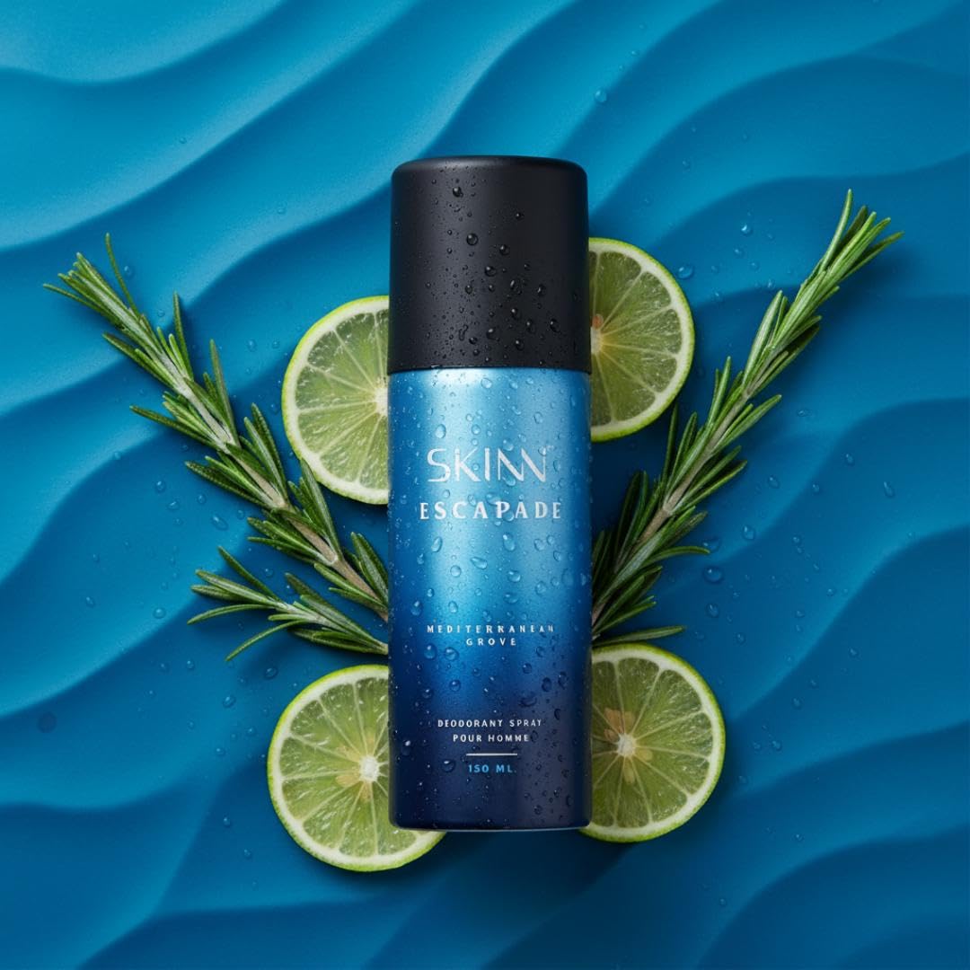 Skinn By Titan Escapade Mediterranean Grove Deodorant, 150 ml, Fresh & Spicy Scent for Men - front view